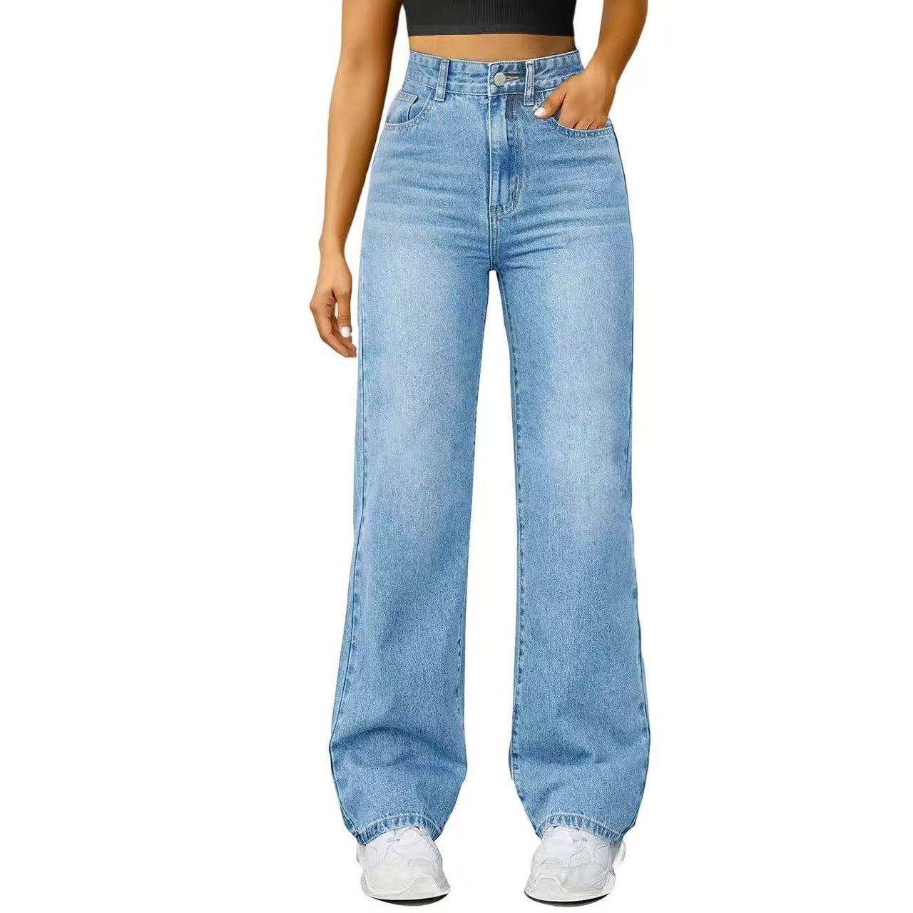 Jeans Women's Loose Straight High Elasticity