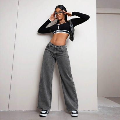 American style: ж, inns ы, Claire ш, high-waisted slimming jeans, loose and versatile women's pants