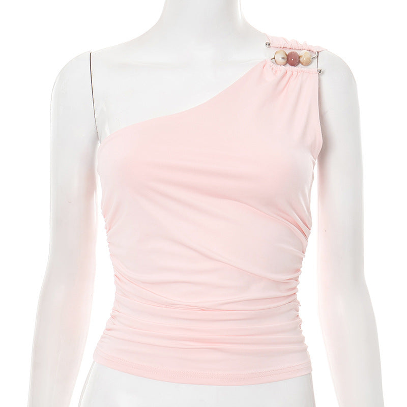 Women's One-shoulder Cropped Tank Top Top