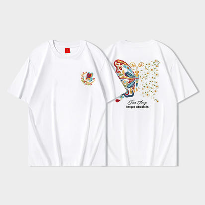 Short-sleeved T-shirt Butterfly Light-changing Embroidery Chinese Style