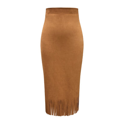Women's Fashionable Elegant Long Suede Skirt Comfortable Slim Fit