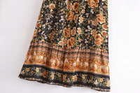 Women's Printed Positioning Flower Tassel Elastic Waist Skirt