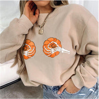 Pumpkin round neck loose casual printing long sleeves