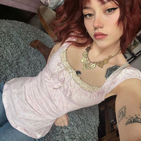 Floral bow strappy top for female bm, pure and elegant, slim and fashionable, gentle and versatile casual top