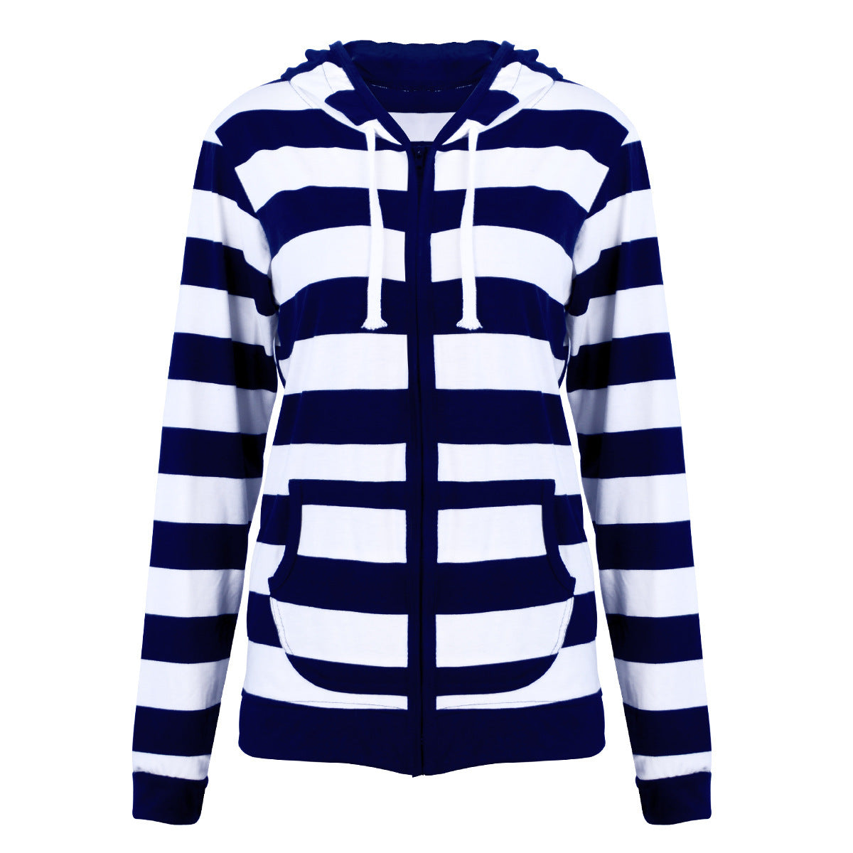 Striped hooded zipper cardigan sweatshirt