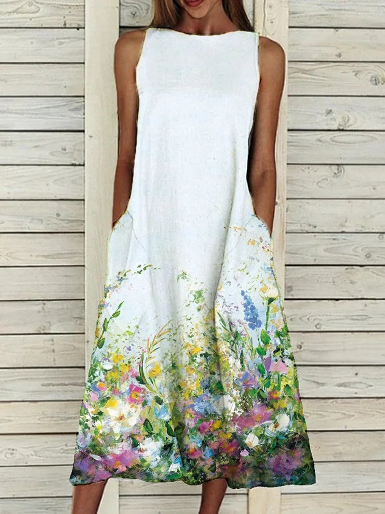 Summer Vintage Floral Print Loose A-Line Dresses
