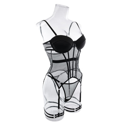 Polyester Comfortable Mesh Breathable Body Shaping Two-piece Suits Steel Ring Push Up With Leg Ring