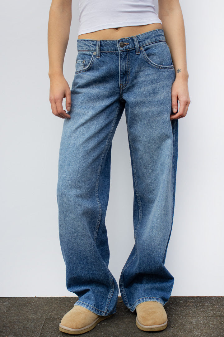 Wash straight-leg, high-waisted, wide-leg, loose and drape versatile jeans
