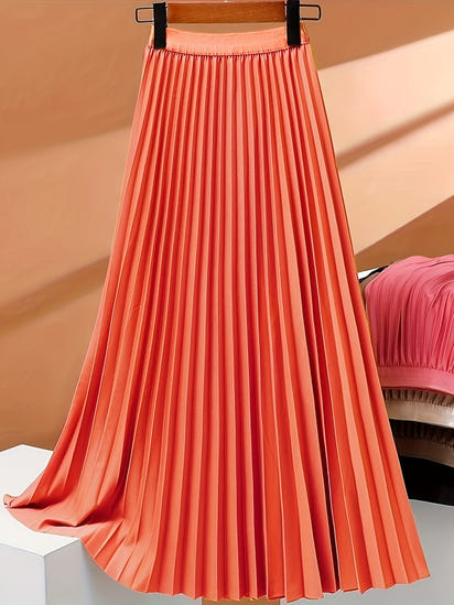 Women's high-end pleated skirt with a sense of drape, solid color large pleated skirt for women