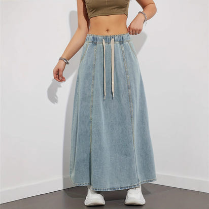 Retro High Waist Slimming Loose Denim Skirt