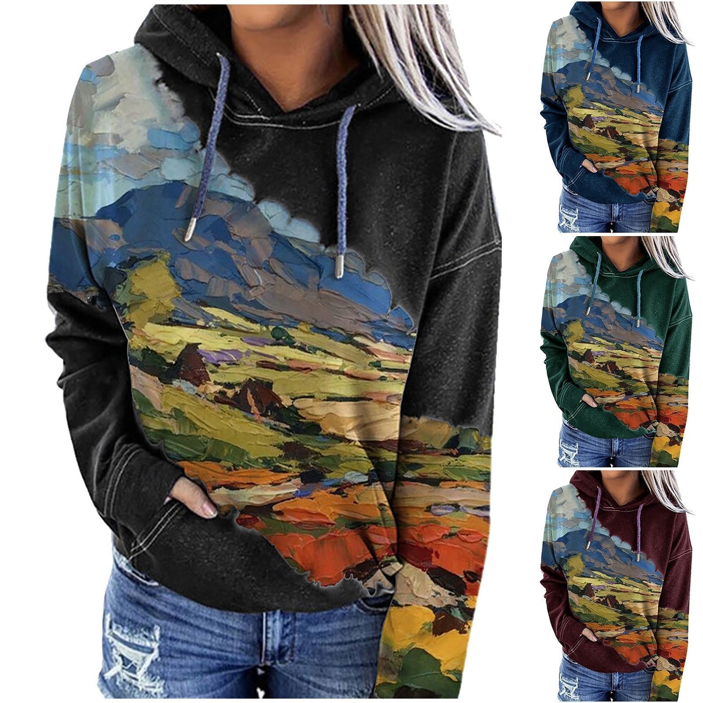 Printed hooded long sleeves
