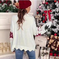 Printed Holiday Loose Casual Knit Sweater For Women