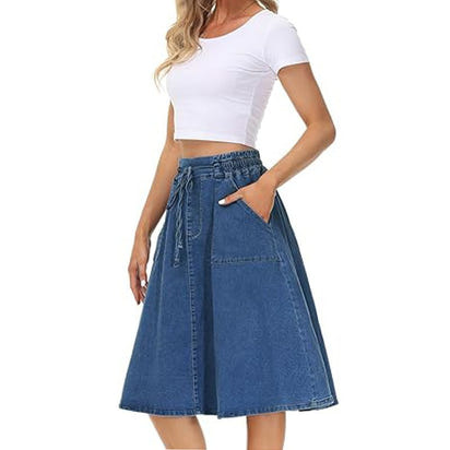 Waist Belt Slip-in Casual Denim Skirt