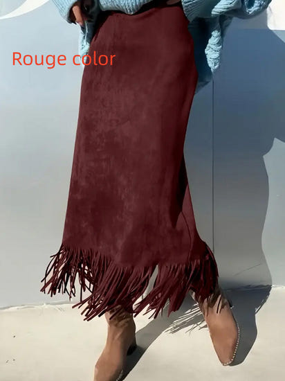 Women's Fashionable Elegant Long Suede Skirt Comfortable Slim Fit