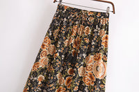 Women's Printed Positioning Flower Tassel Elastic Waist Skirt
