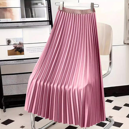 Women's high-end pleated skirt with a sense of drape, solid color large pleated skirt for women