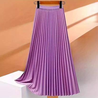 Women's high-end pleated skirt with a sense of drape, solid color large pleated skirt for women