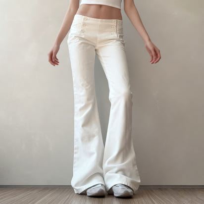 Design Breasted Access Control Waist Slimming And Hip Lifting Denim Trousers