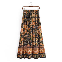 Women's Printed Positioning Flower Tassel Elastic Waist Skirt