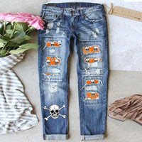 Women's Jeans Ripped Print Patch