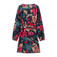 European And American Sexy Deep V Fashion Printed Shirt Dress
