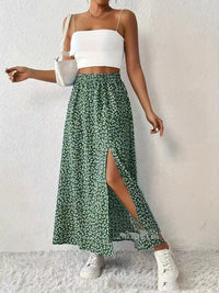 Women's Fashionable With Side-slit Printed Skirt