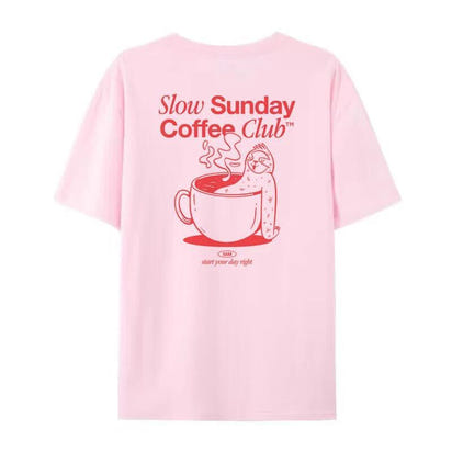 Vintage Coffee Club Short Sleeve Hippie Lady Cute