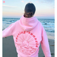 Embroidered off-the-shoulder sleeve hoodie