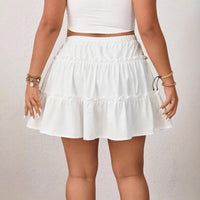 White Adjustable Lace-up Exposure-proof Skirt