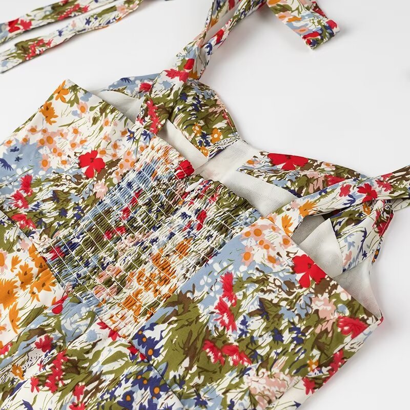 Women's Elegant Light Mature Wide Strap Printed Dress