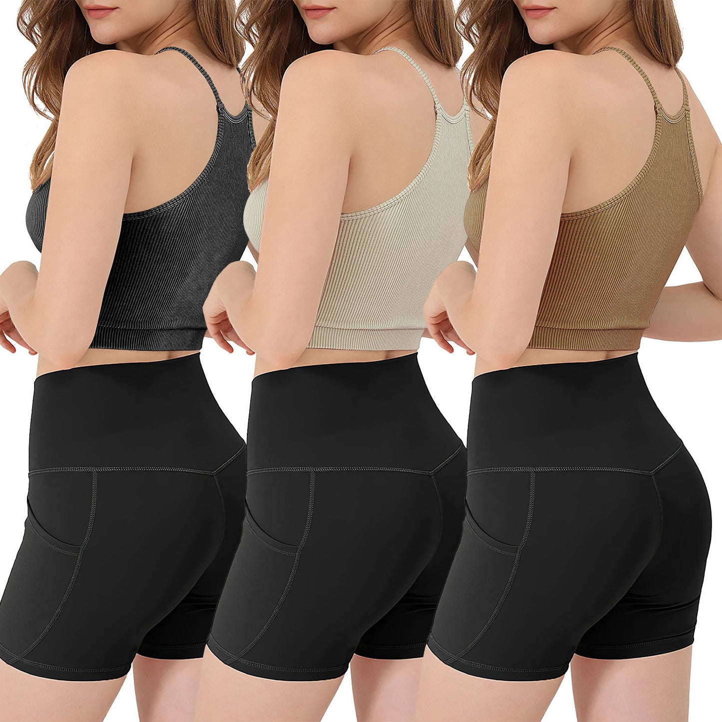 3 Pack Women Crop Basic Tank Top Ribbed Knit Sleeveless Round Neck 9 Color Machine Wash Summer Crop S To XL