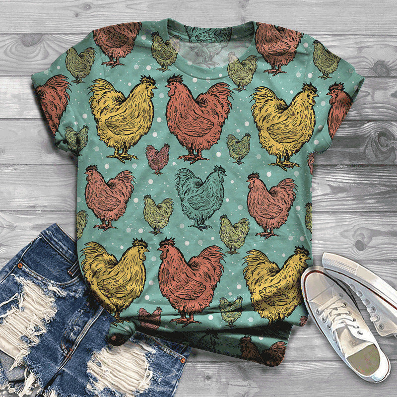 3D Digital Printing Loose Sports And Leisure Short Sleeve T-shirt