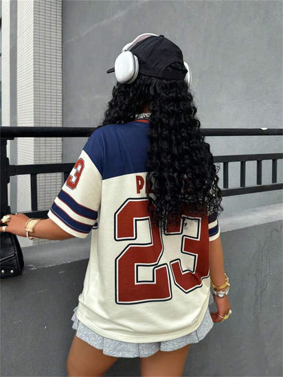 Women's fashion streetwear loose printed T-shirt short-sleeved