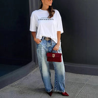 Wide Leg Jeans Stretch Fashion Casual