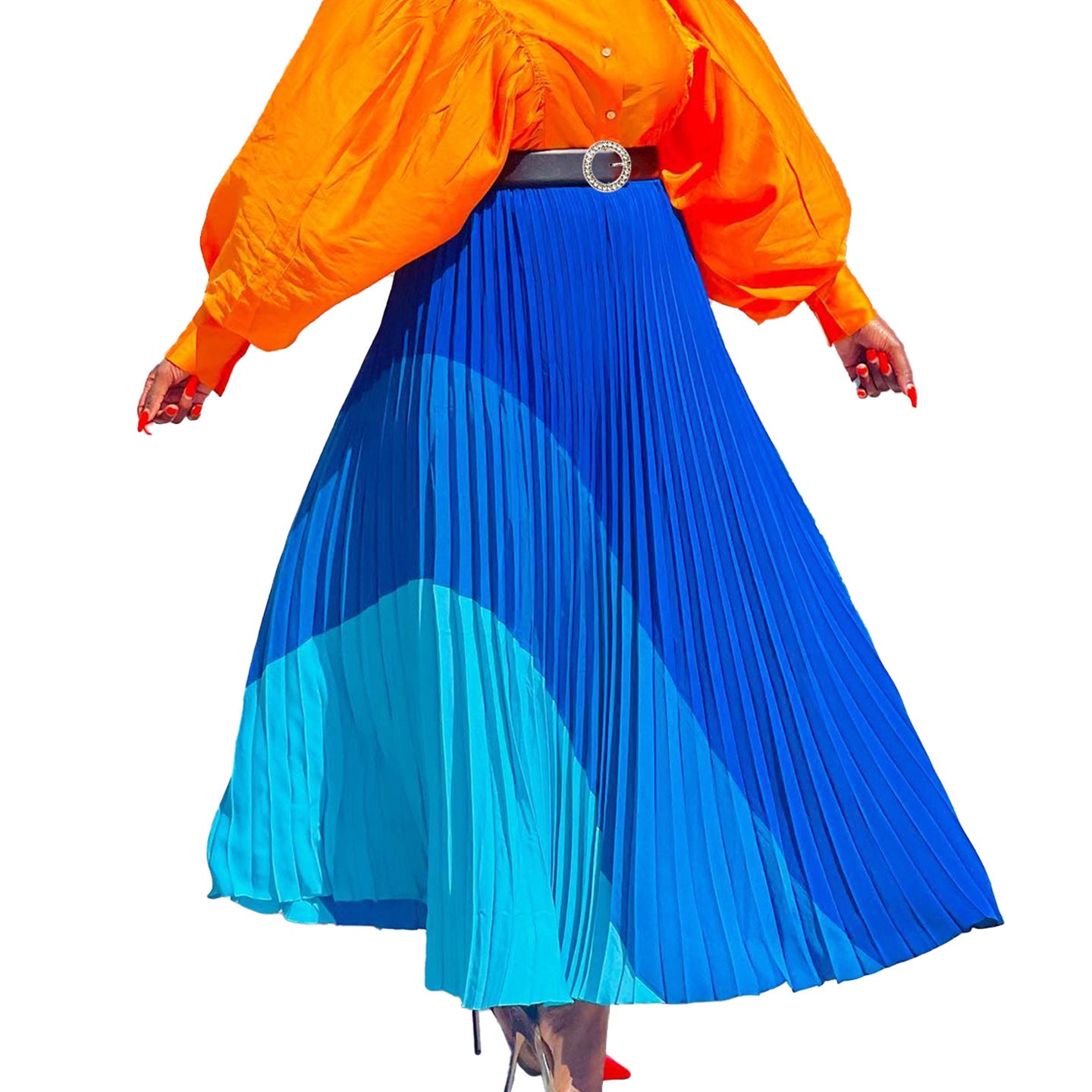 New Fashion Elastic Pleated Skirt Plus Size Foreign Trade A- Line Skirt