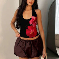 Summer Vacation Style Backless Halter Small Tank Top