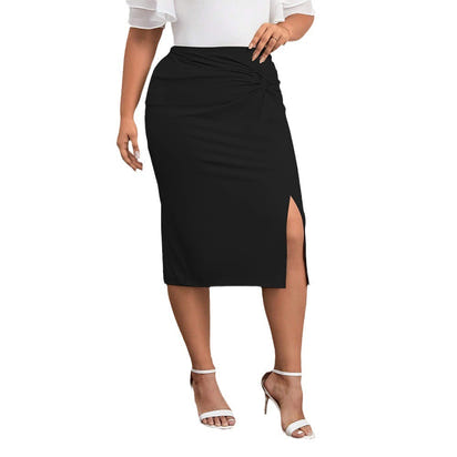 Women's Stretchy High Waist Slit Bodycon Office Skirt
