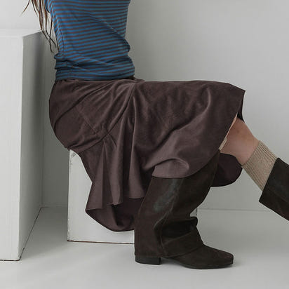 Autumn And Winter Retro Design Irregular Midi Skirt For Women