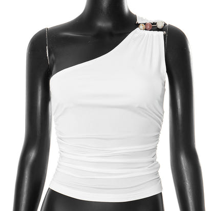Women's One-shoulder Cropped Tank Top Top