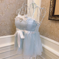 Women's Fashion Bow Heart Diamond Tie Lace Ruffle Tank Top