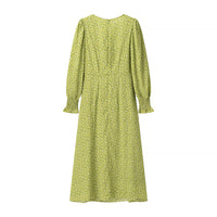 Bubble Sleeve Printed Long Sleeve Dress