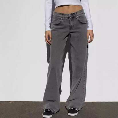 Wash straight-leg, high-waisted, wide-leg, loose and drape versatile jeans