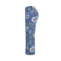 Women's Printed Denim Spring And Autumn Straight Wide-leg Pants