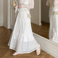 Design Embroidered White Lace Skirt