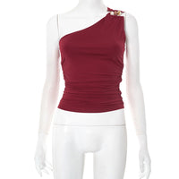 Women's One-shoulder Cropped Tank Top Top