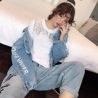 Sequin Rhinestones Tassel Women's Short Sleeve Spring And Summer New