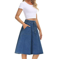 Waist Belt Slip-in Casual Denim Skirt