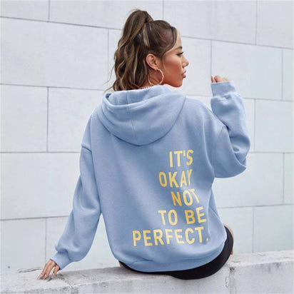 Women's multi-color letter-printed casual long-sleeved pullover loose hooded sweatshirt