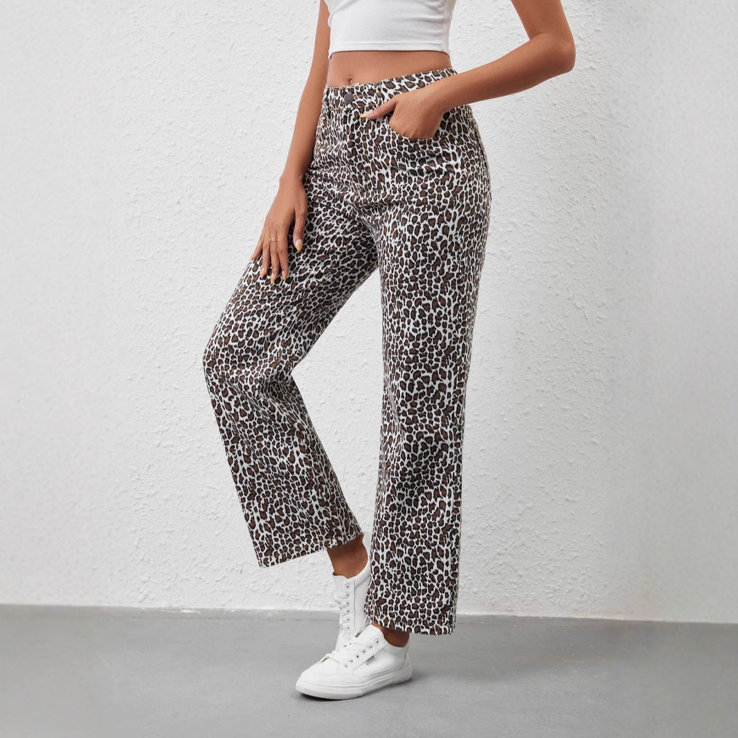 Women's Loose Leopard Print Jeans