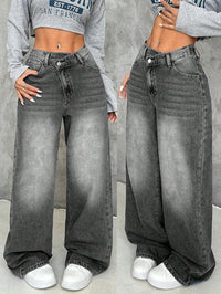 Women's Casual Straight Loose Washed Jeans